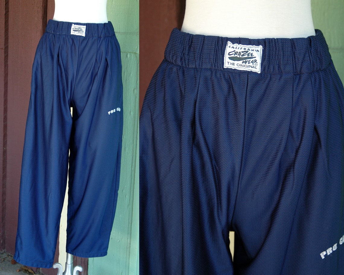 1980s Navy Blue Nylon Workout Pants by California Crazee Wear Etsy