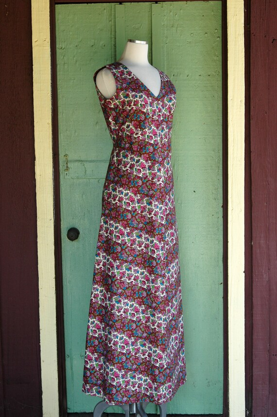 1960s 1970s Striped and Floral Maxi Dress // 60s … - image 5