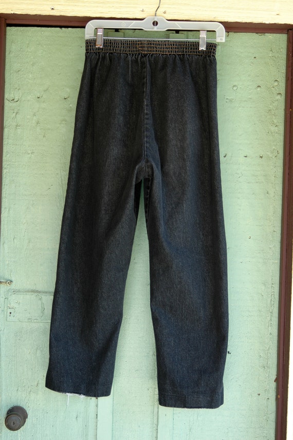 1980s Black Denim High Waist Relaxed Jeans // 80s Bobbie Brooks Elastic Waist Black Jeans View 5