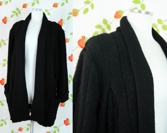 90’s Vintage mohair Knit black 1990s Black Wool Mohair Knit Swing Sweater // 90s Oversized