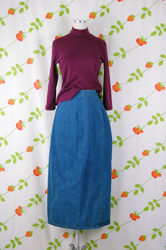 1990s 2000s Blue Denim Skirt // 90s Y2K Blue Wash… - image 3