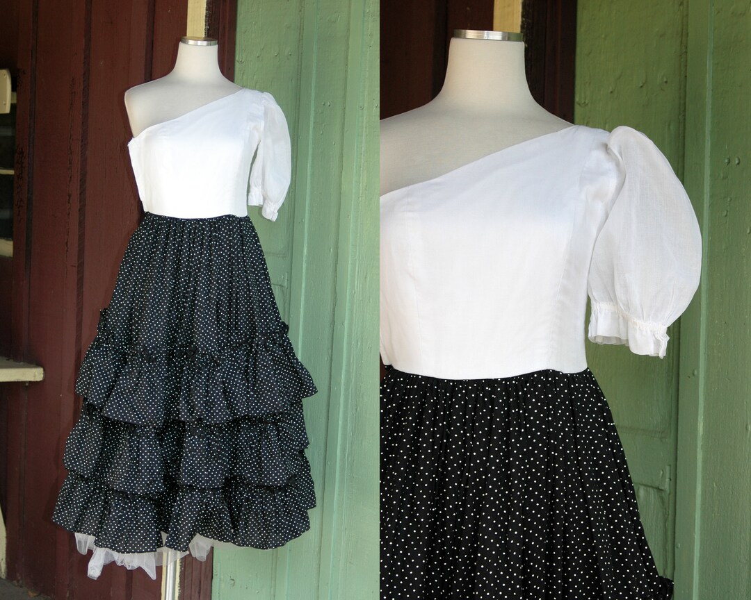 70’s Black and White Polka Dot Tunic Top