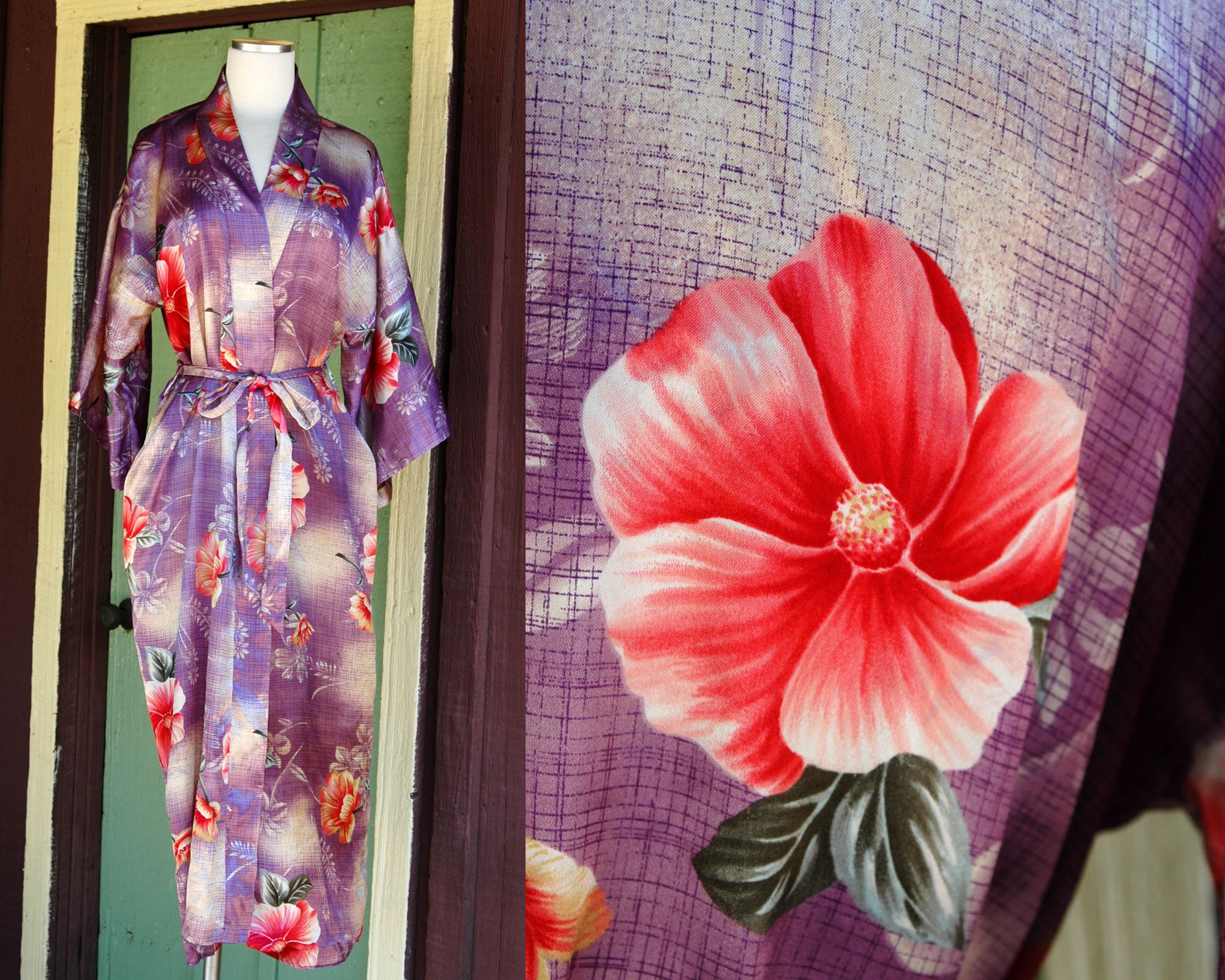 Vintage 1980s California Dynasty Robe and Nightgown Set - Etsy