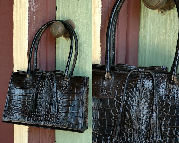 Faux crocodile purse sale