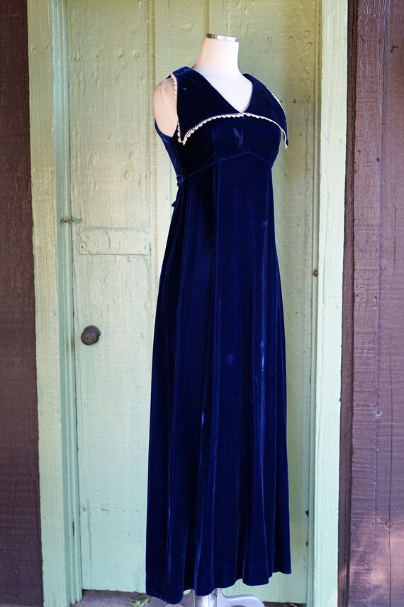 Adorable Early 1970s Rare Velvet and Brocade Maxi Dress
