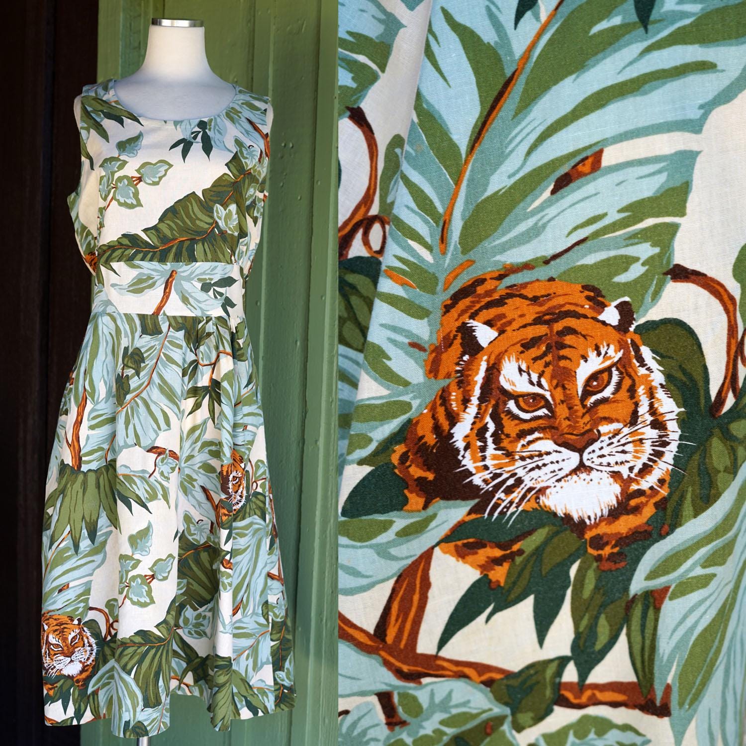 green dress with tigers Sidney Midi Smock Dress main image 1