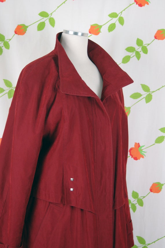 1980s Maroon Dark Red Oversized Long Coat // 80s … - image 7