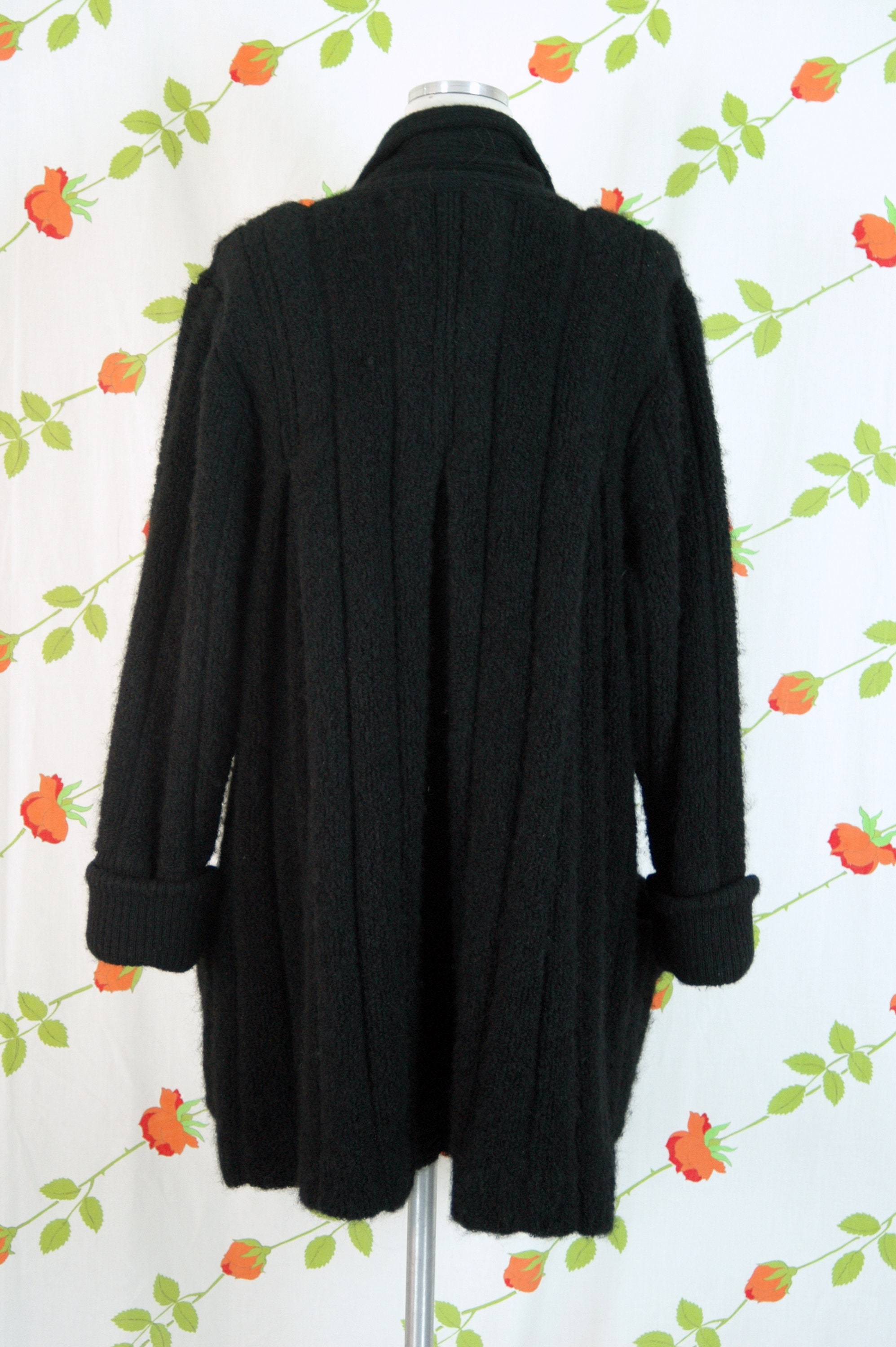90’s Vintage mohair Knit black 1990s Black Wool Mohair Knit Swing Sweater // 90s Oversized