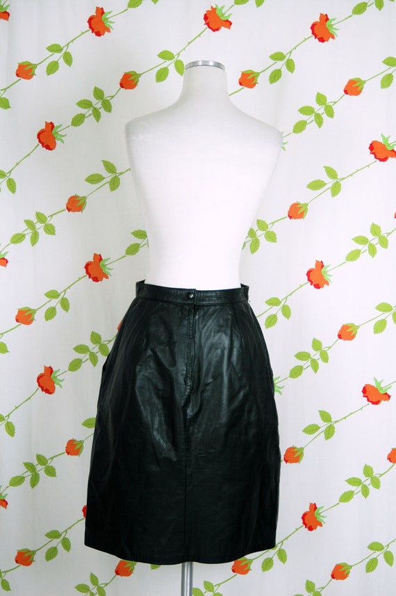 1990s Black Leather Skirt by Forenza // 90s High … - image 7