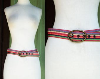 Vintage 90s Wide Striped Woven Cloth Chord Sash Belt - Etsy display picture 3