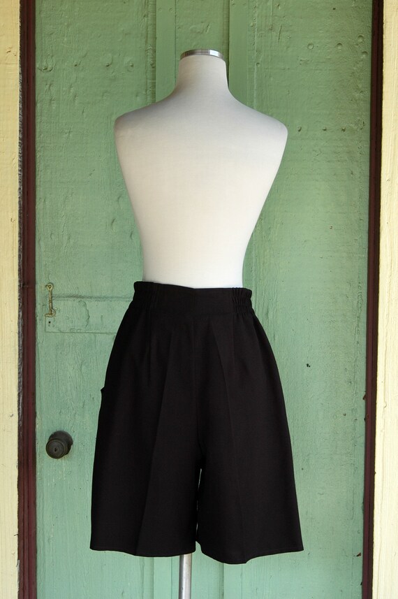 1980s 1990s Black High Waisted Trouser Shorts wit… - image 9