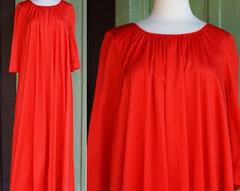 Robe longue rouge à manches longues des années 70//Studio 54 années 70 Disco Glam Flowy Maxi Dress Kaftan