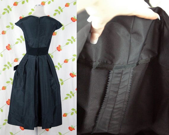 1950s 1960s Black Dress with Overskirt // 50s 60s… - image 9