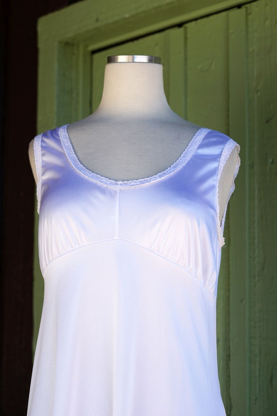 1990s White Nylon Slip Dress // 90s Sleeveless Em… - image 5