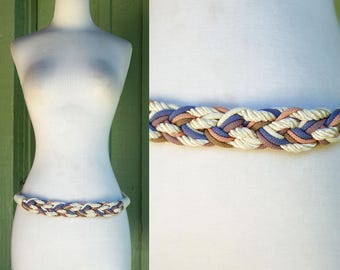 Vintage Ginnie Johansen Belt Teal Braided 80s Western Vintage 80s Ginnie Johansen Designs Colorful Woven Tapestry  main image 3