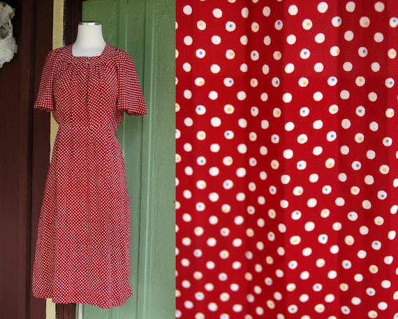 1960s does 1930s 1940s Style Red and White Polka … - image 1