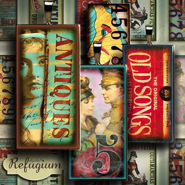 20 Domino size Images 1x2 inches,domino collage sheets  Digital Collage Sheet,reputation of old colors, jewelry making, printable sheets