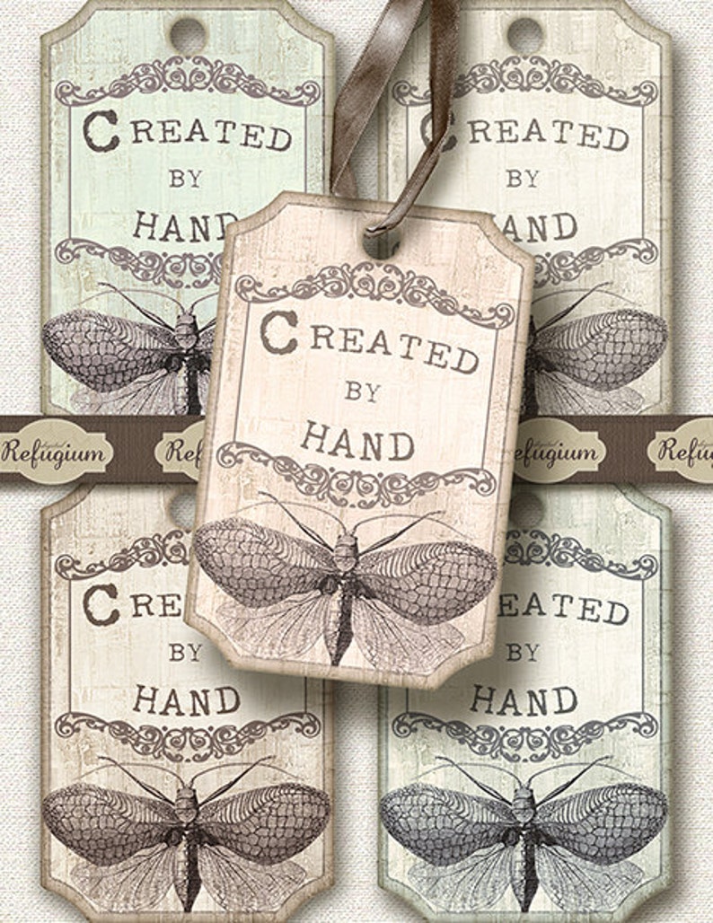Tags Created by hand Digital Collage Sheet INSTANT DOWNLOAD Etsy