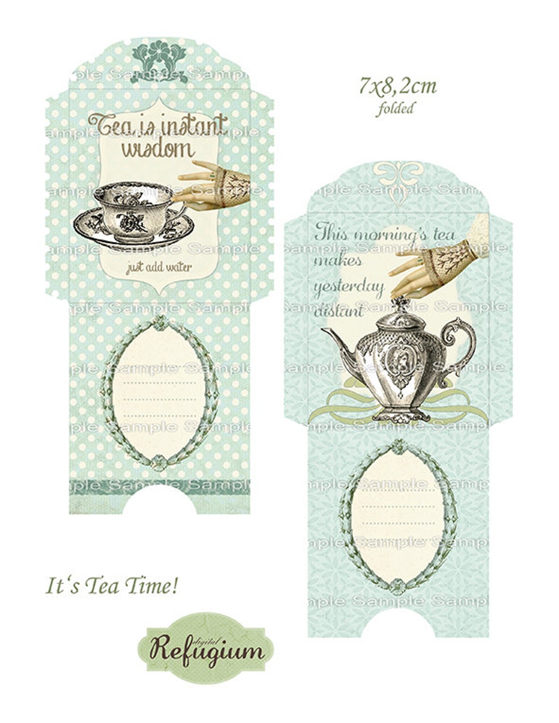 Printable Tea Bag Envelopes INSTANT DOWNLOAD collage sheet | Etsy