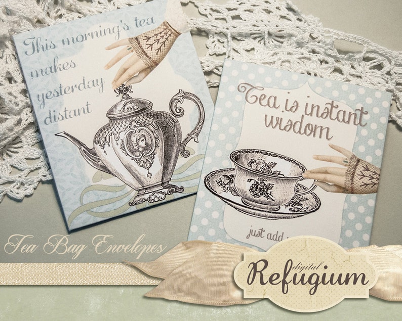 Printable Tea Bag Envelopes INSTANT DOWNLOAD collage sheet | Etsy