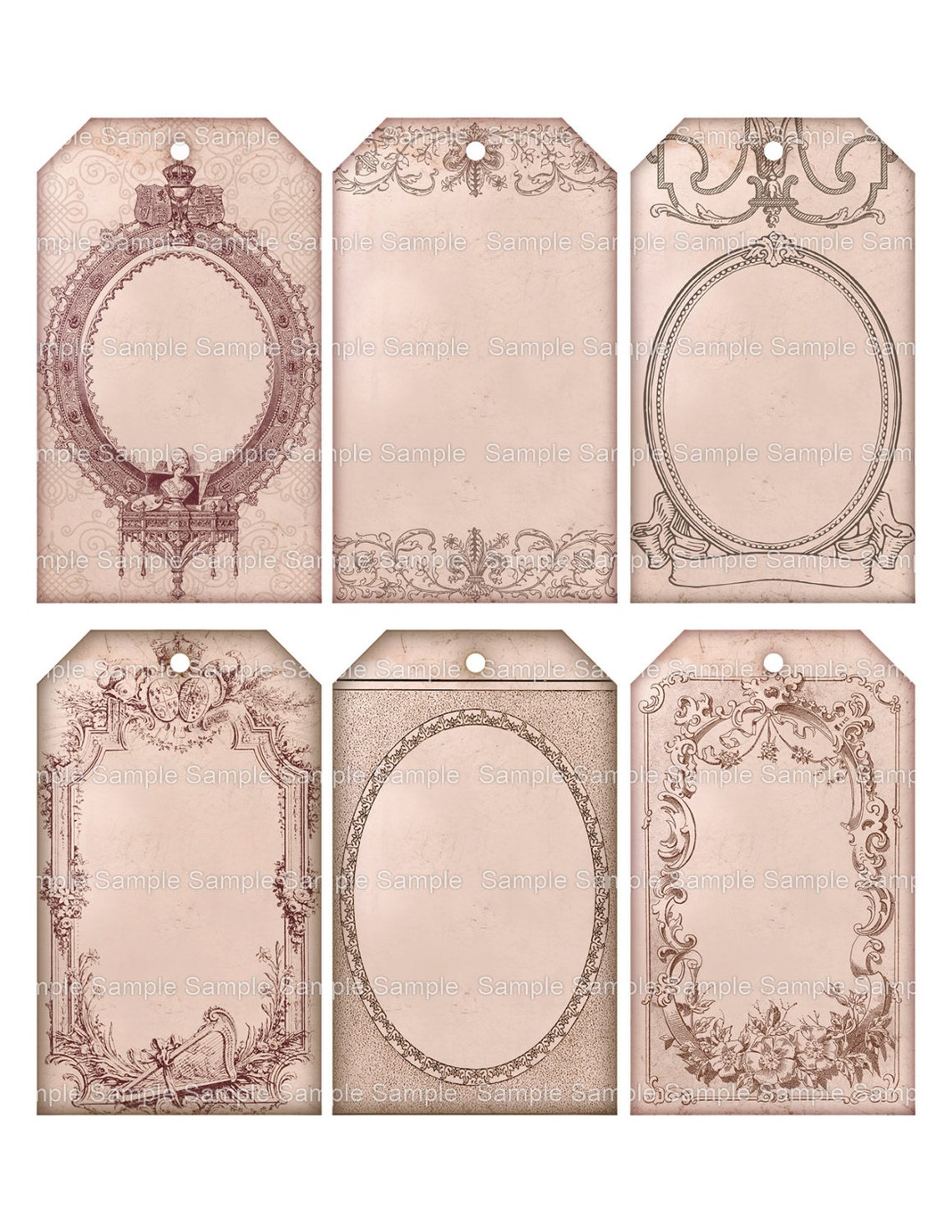 Ornamental Tags Digital Collage Sheet Instant Download Etsy