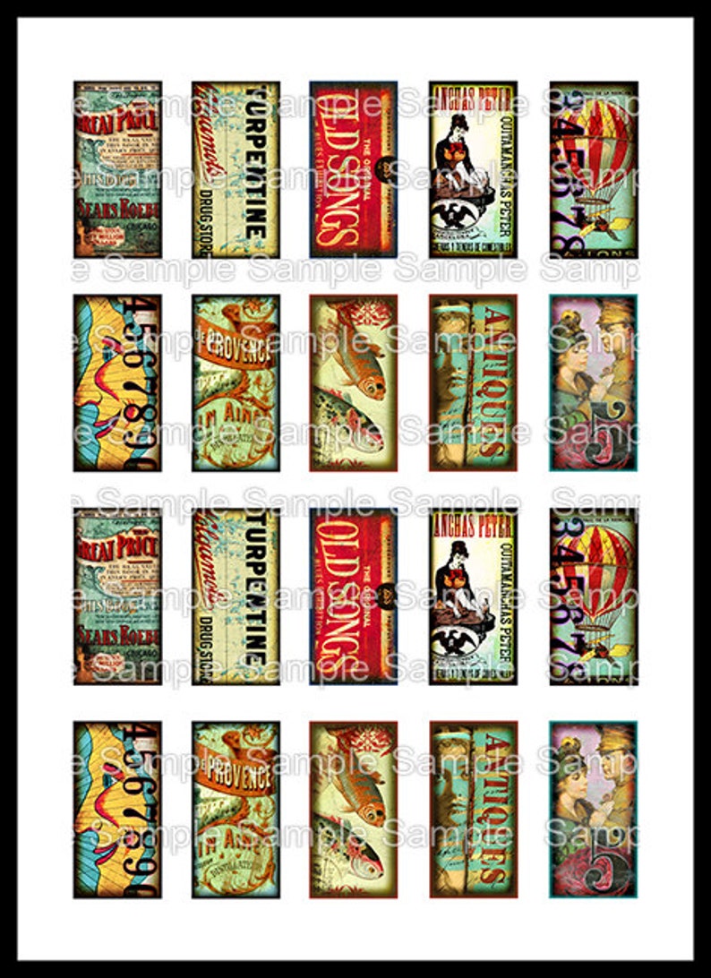 20 Domino size Images 1x2 inchesdomino collage sheets | Etsy