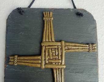 Saint Brigids Cross  Imbolc slate wall hanging plaque