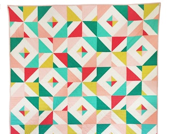 Modern Quilt Pattern, Random Kisses Lap size quilt 50" x 60" Downloadable PDF Pattern