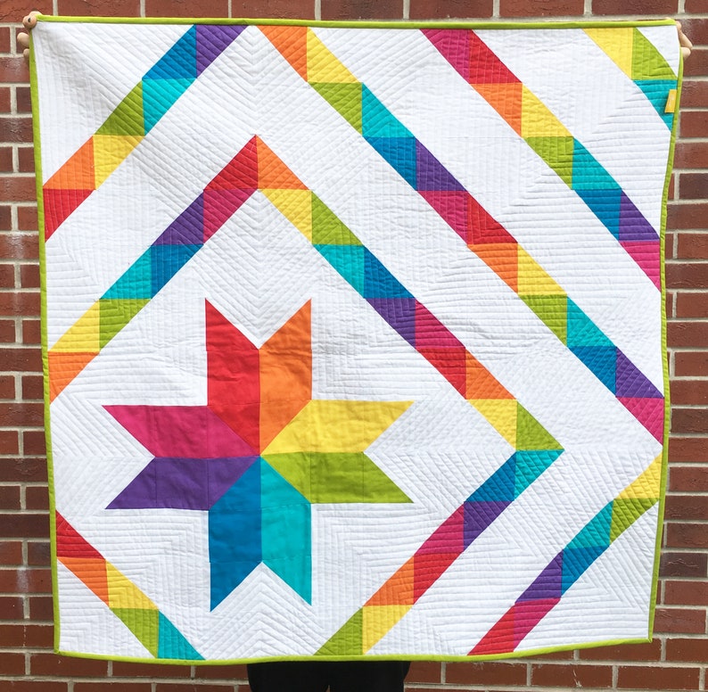 PDF Quilt Pattern Rainbow Star Patchwork Quilt Pattern PDF Etsy