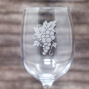 Engraved Wine Glasses - Set of 4, Vintage Vine Design