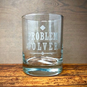 Problem Solver DOF, Rocks Glass, Etched, Free Personalization and Shipping