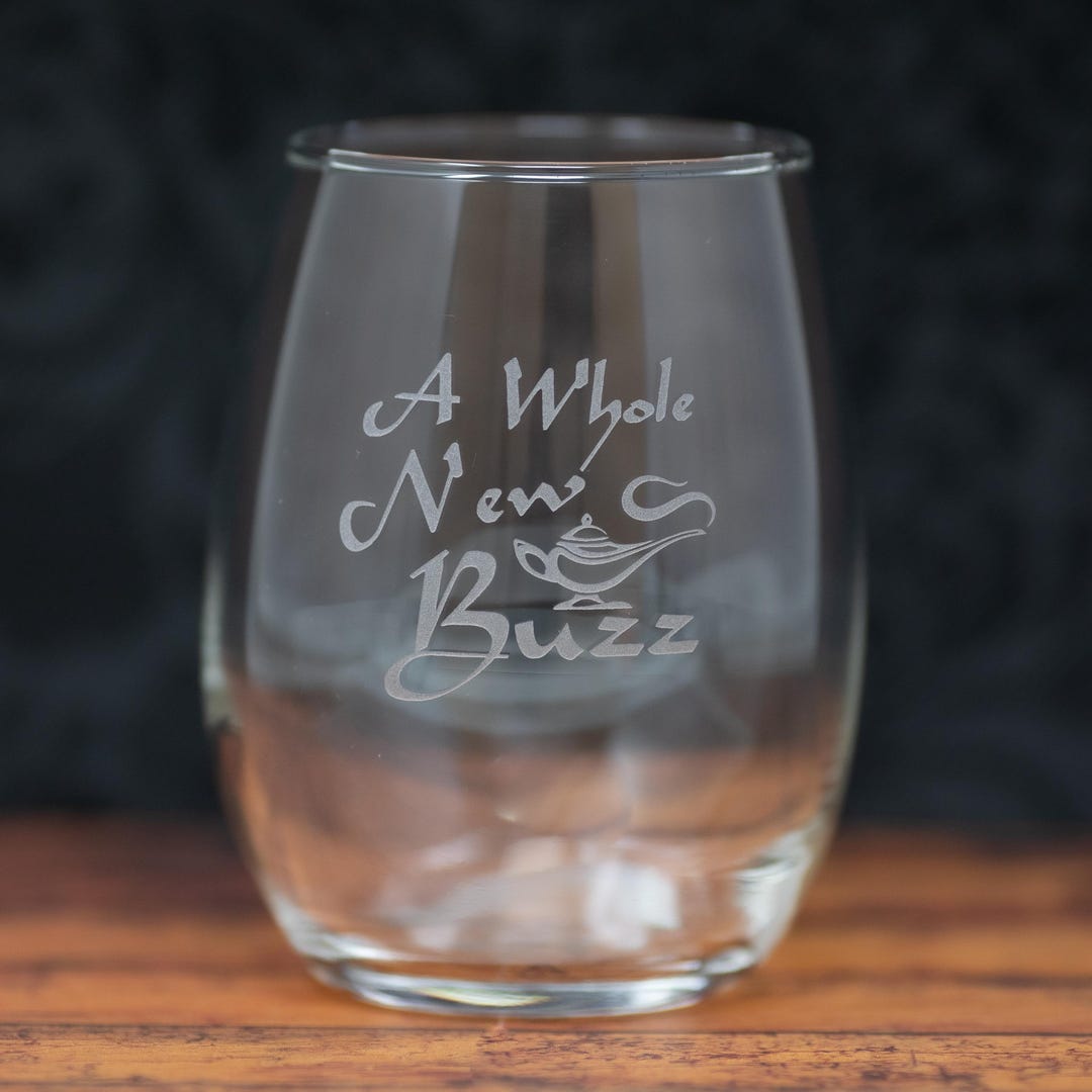 A Whole New Buzz Glass | Sandblast Engraved Magic Lamp Inspired Adult ...