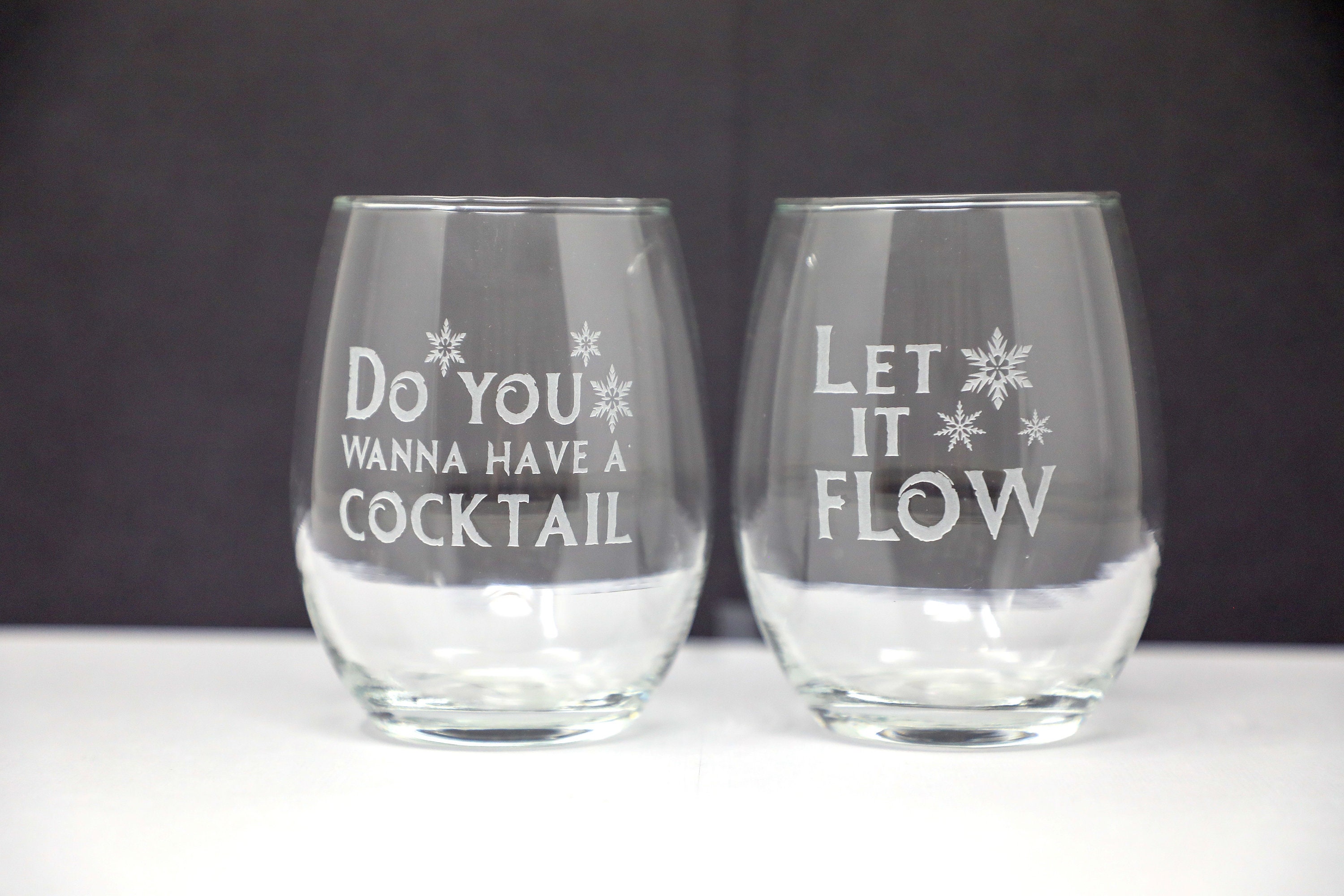 Elsa Anna Frozen Glitter Stemmed Wine Glasses Handmade Single or Set Let It  Flow