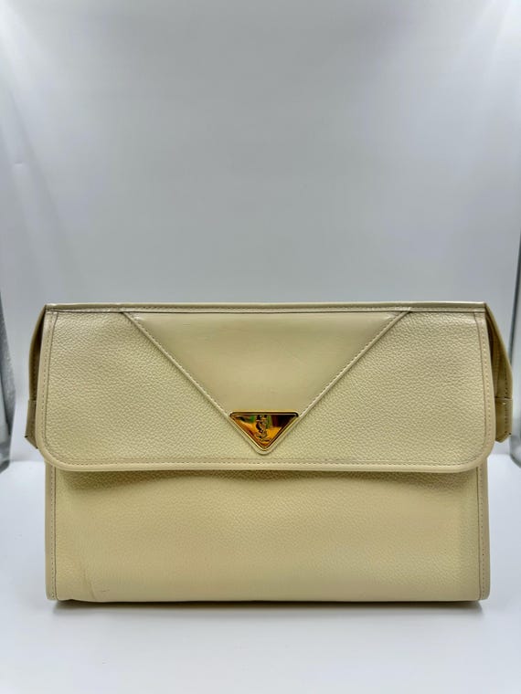 YSL Cream Leather Clutchbag Etsy