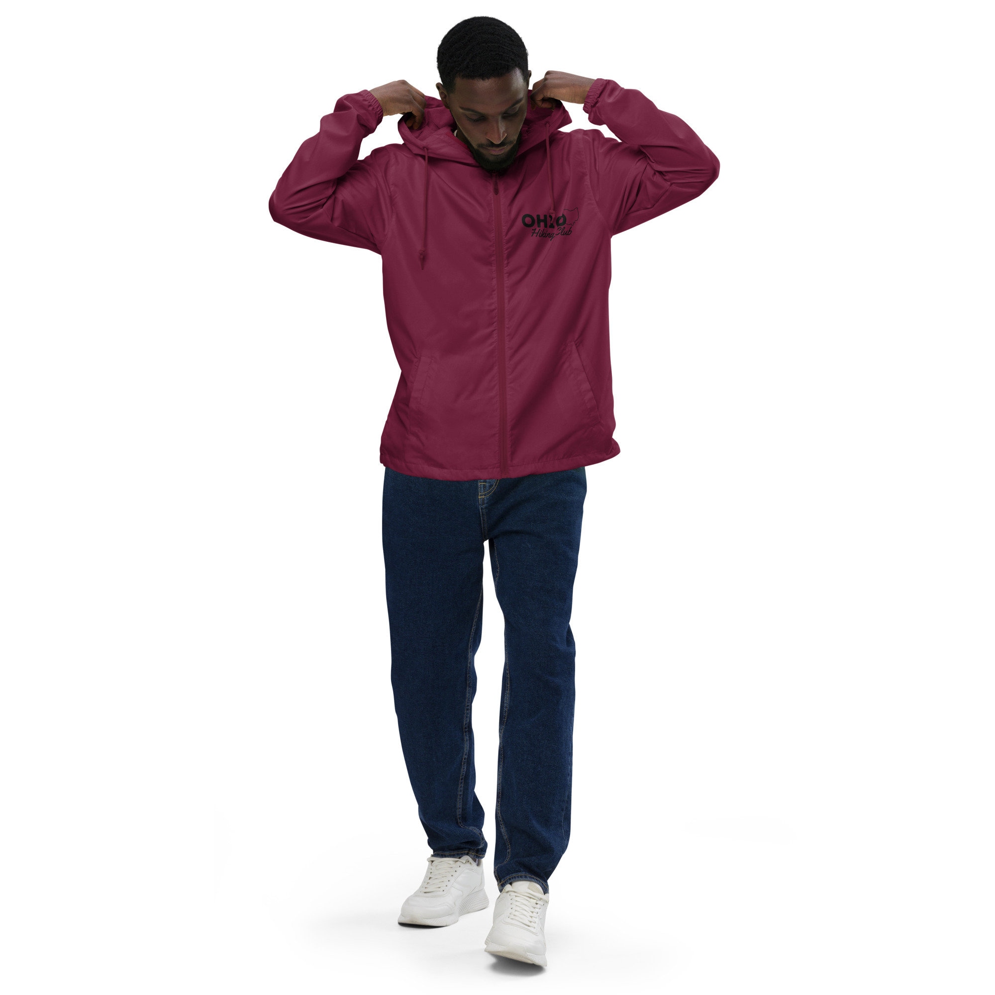 maroon windbreaker