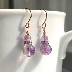 Amethyst Dangle Earrings in Gold or Silver. Amethyst Earrings. Purple Earrings. Gemstone Earrings. February Birthstone. Good Luck Jewelry.