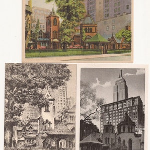 The Little Church Around the Corner, New York City Postcard Set, Vintage Postcard, Illustrated Postcard, Picture Card, Color, Black White