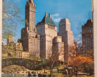New York's Fifth Avenue High-Rise Hotels, Famous Architecture, Vintage Color Photo Postcard, Travel Souvenir, Vacation Correspondence, 1959