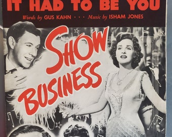 It Had to Be You, Vintage Sheet Music, "Show Business", Musical Movie Home Décor, Red White Black Grey, Stage and Screen Movie 1924