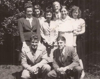 Family Portrait, Multi-Generational Photograph, 2 photos, Vintage Photo, Black and White Photo of Group of People, Men and Women, Students