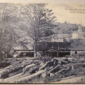 South Fallsburg New York Saw Mill and M.E. Church, Vintage Picture Postcard, Paper Ephemera, Black and White Image, Postmarked 1911
