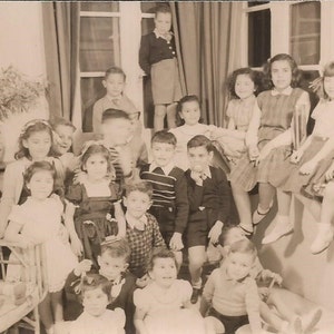 Happy Birthday Eduardo Jorge, 6 Years Old, Vintage Photograph, Sepia Colored Photo, Vernacular Snapshot, Birthday Party, Group of Children