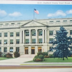 Guilford County Court House, Greensboro NC, Vintage Color Illustrated Linen Postcard, Historic Building, Travel Correspondence