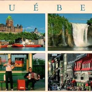 Locais e cenas de Quebec, Canadá, Cartão postal vintage grande, Dois cartões por um preço, Fotos coloridas
