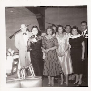 Odd Reunion from March 1956, Vintage Photograph, Black and White Photo, Vernacular Snapshot, Group of Men and Women at a Party