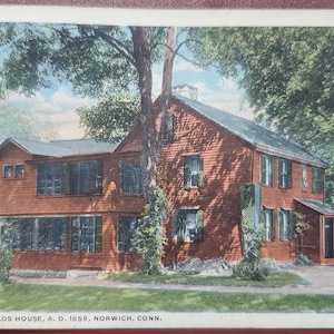 Antigua casa de Reynolds, Norwich, Connecticut, postal antigua con ilustraciones en color, nunca usada ni con matasellos, correspondencia de viaje