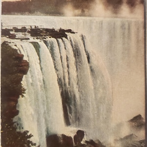 Horseshoe Falls, Niagara Falls, Goat Island, Vintage Farbe illustrierte Postkarte, Reise-Andenken, Urlaubs-Memento, berühmte Wasserfälle