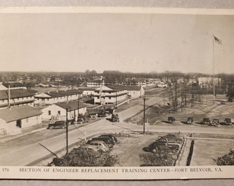 Engineer Replacement Training Center, Fort Belvoir, Virginia, Vintage Military Postcard, Postmarked 1942, To Fran from George, World War II