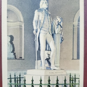 Carte postale Houdon's Statue de Washington dans la rotonde du bâtiment de la capitale, Richmond en Virginie, vintage Carte postale couleur