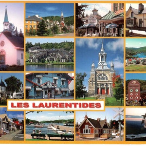 Les Laurentides, Québec, Canada, carte postale vintage, lot de deux, photos couleur de sites et de scènes, souvenir de voyage de vacances, surdimensionné